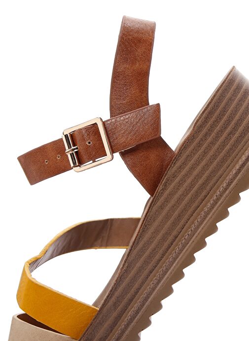 Kadın Taba Bilekten Bantlı Kalın Tabanlı Sandalet 25SFE461618 - Görsel 8