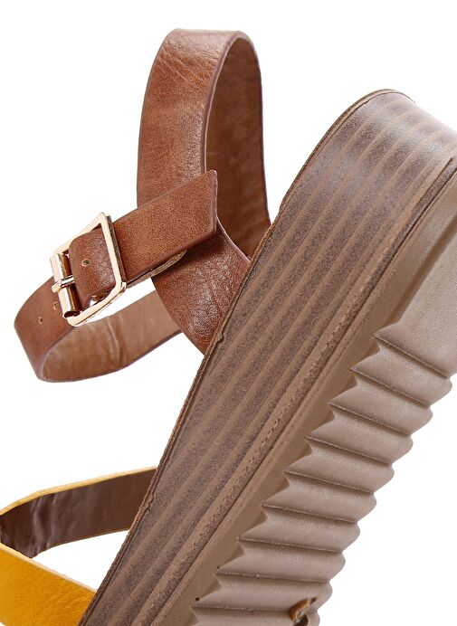 Kadın Taba Bilekten Bantlı Kalın Tabanlı Sandalet 25SFE461618 - Görsel 9