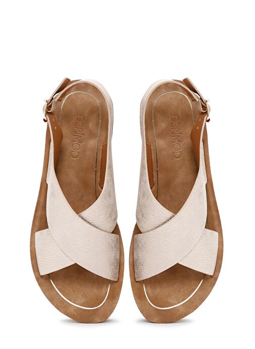 Kadın Altın Kalın Tabanlı Metalik Sandalet 25SFE461432 - Görsel 8