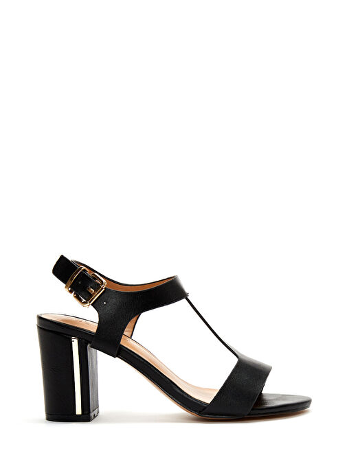 Kadın Siyah Bilekten Bantlı Kalın Topuklu Sandalet 25SFE462018 - Görsel 2