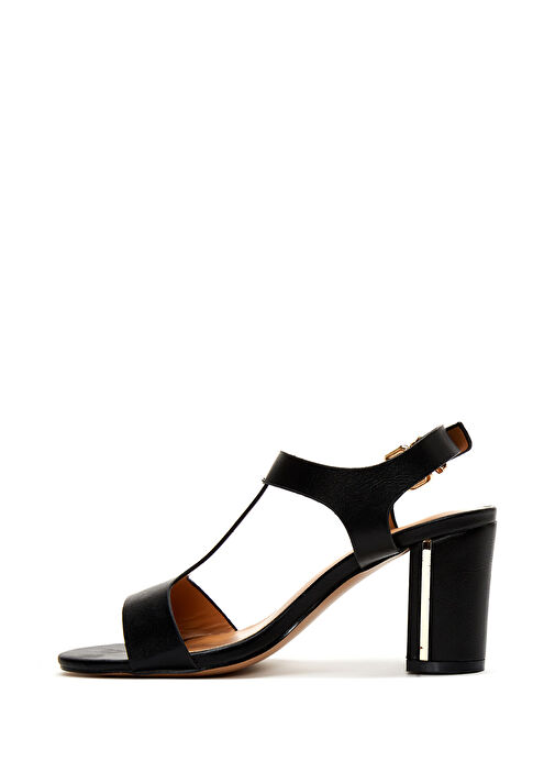 Kadın Siyah Bilekten Bantlı Kalın Topuklu Sandalet 25SFE462018 - Görsel 5