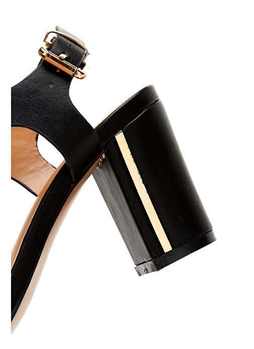 Kadın Siyah Bilekten Bantlı Kalın Topuklu Sandalet 25SFE462018 - Görsel 9