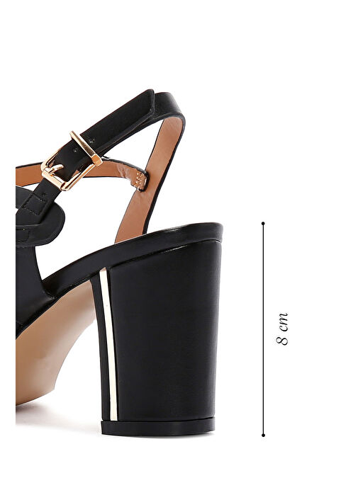 Kadın Siyah Bilekten Bantlı Kalın Topuklu Sandalet 25SFE462118 - Görsel 3