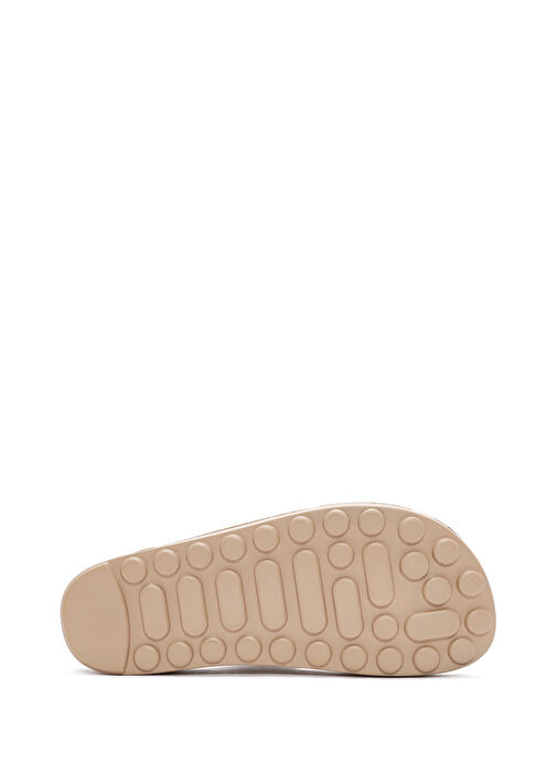 Kadın Bej Çift Tokalı Taşlı Terlik 25SFE460718 - Görsel 5