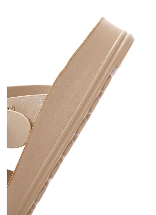 Kadın Bej Çift Tokalı Taşlı Terlik 25SFE460718 - Görsel 8