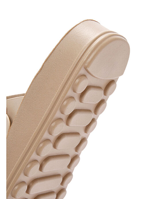 Kadın Bej Çift Tokalı Taşlı Terlik 25SFE460718 - Görsel 9