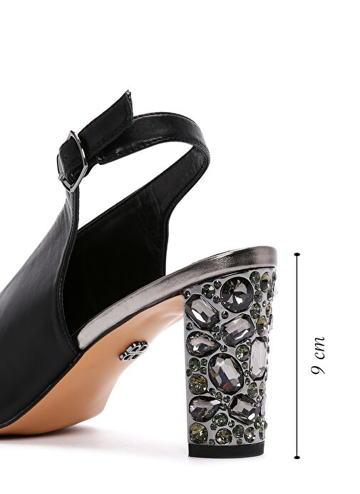 Derimod Derimod Kadın Siyah Arkadan Bantlı Taşlı Kalın Topuklu Sandalet 25SFE462418 Sandalet & Terlik | Boyner Siyah - 3. görsel