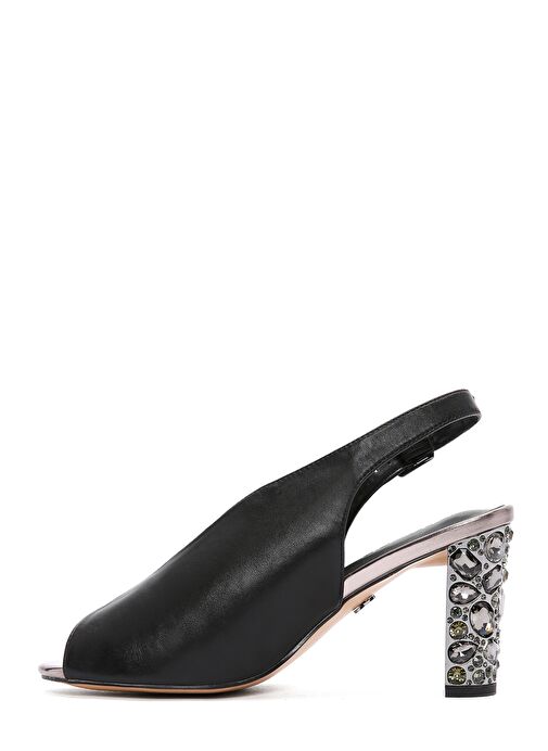 Derimod Derimod Kadın Siyah Arkadan Bantlı Taşlı Kalın Topuklu Sandalet 25SFE462418 Sandalet & Terlik | Boyner Siyah - 5. görsel