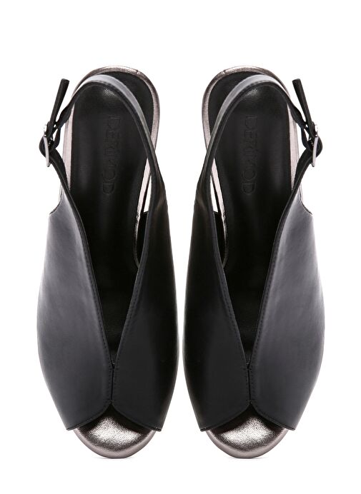 Derimod Derimod Kadın Siyah Arkadan Bantlı Taşlı Kalın Topuklu Sandalet 25SFE462418 Sandalet & Terlik | Boyner Siyah - 9. görsel