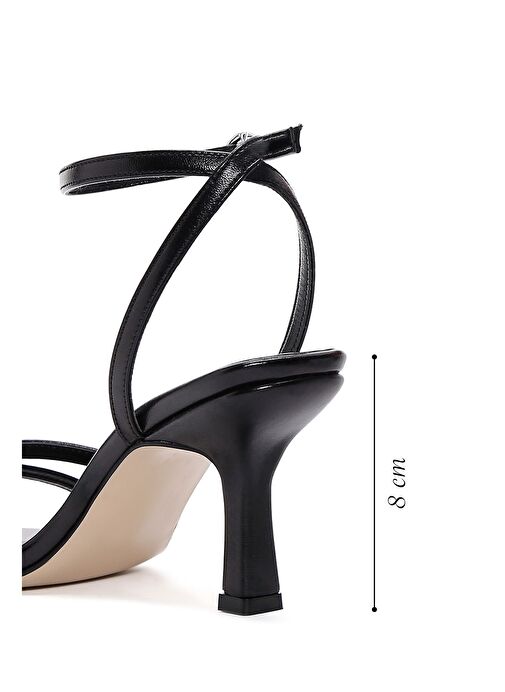 Kadın Siyah Bilekten Bantlı Topuklu Sandalet 25SFE390018 - Görsel 3