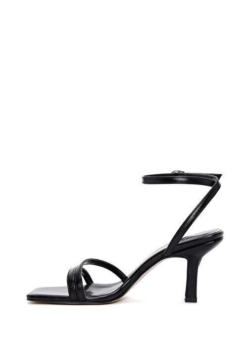 Kadın Siyah Bilekten Bantlı Topuklu Sandalet 25SFE390018 - Görsel 4