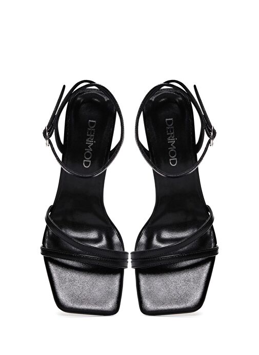 Kadın Siyah Bilekten Bantlı Topuklu Sandalet 25SFE390018 - Görsel 7