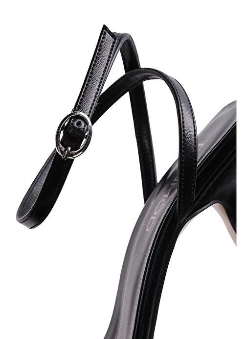 Kadın Siyah Bilekten Bantlı Topuklu Sandalet 25SFE390018 - Görsel 8