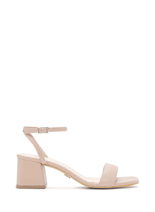 Kadın Bej Bilekten Bantlı Kalın Topuklu Sandalet 25SFE390218 - Görsel 2