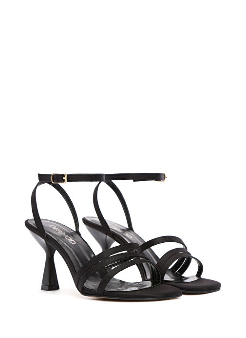 Kadın Siyah Bilekten Bantlı Topuklu Sandalet 25SFE39046F - Görsel 4