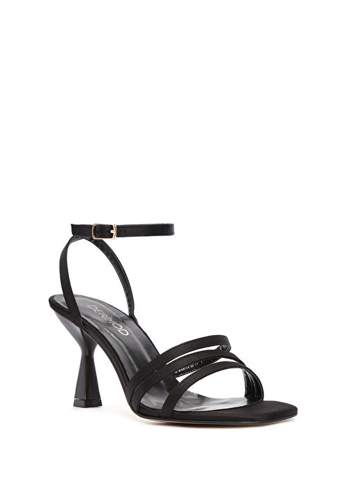 Kadın Siyah Bilekten Bantlı Topuklu Sandalet 25SFE39046F - Görsel 8