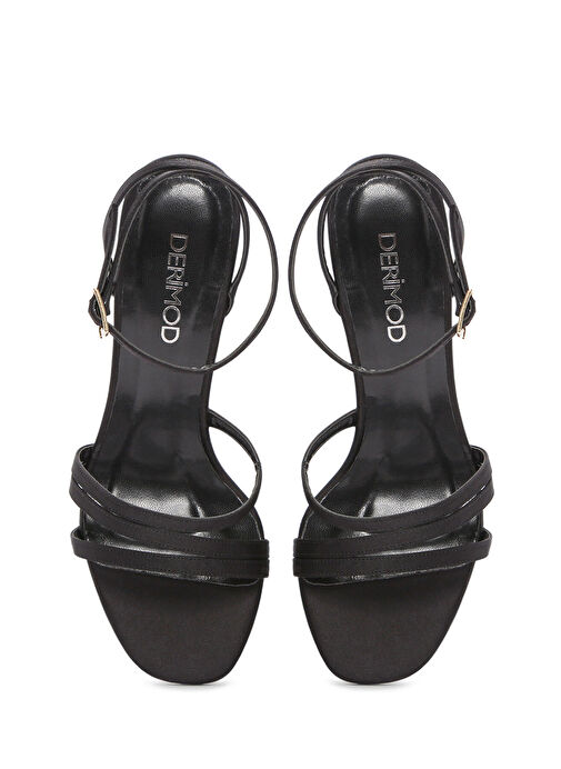 Kadın Siyah Bilekten Bantlı Topuklu Sandalet 25SFE39046F - Görsel 9