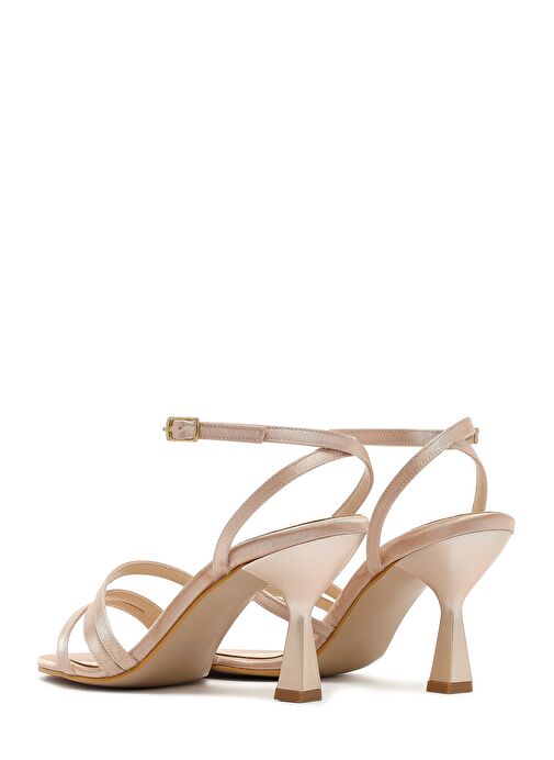 Kadın Bej Bilekten Bantlı Topuklu Sandalet 25SFE39046F - Görsel 7