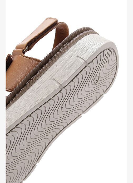 Kadın Taba Bilekten Bantlı Deri Comfort Sandalet 25SFD320418 - Görsel 6