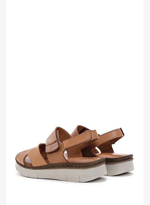 Kadın Taba Bilekten Bantlı Deri Comfort Sandalet 25SFD320418 - Görsel 4