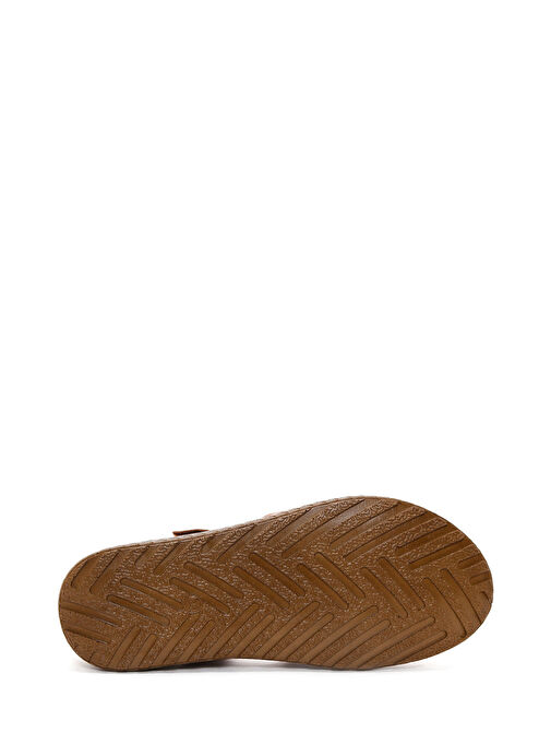 Kadın Taba Bilekten Bantlı Deri Comfort Sandalet 25SFD320618 - Görsel 5