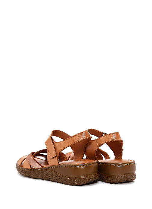 Kadın Taba Bilekten Bantlı Deri Comfort Sandalet 25SFD320618 - Görsel 6