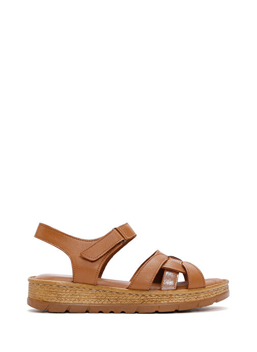 Kadın Taba Bilekten Bantlı Deri Comfort Sandalet 25SFD320714 - Görsel 2