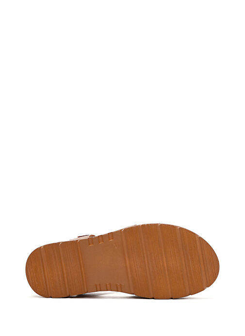 Kadın Taba Bilekten Bantlı Deri Comfort Sandalet 25SFD320714 - Görsel 5