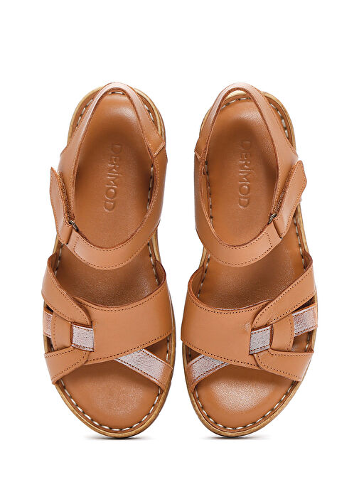 Kadın Taba Bilekten Bantlı Deri Comfort Sandalet 25SFD320714 - Görsel 8