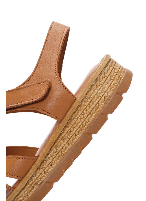 Kadın Taba Bilekten Bantlı Deri Comfort Sandalet 25SFD320714 - Görsel 9