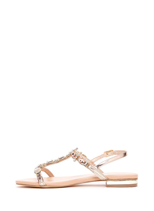 Kadın Bej Taşlı Sandalet 25SFD440514 - Görsel 3
