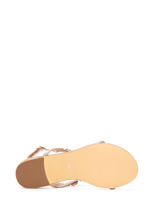 Kadın Bej Taşlı Sandalet 25SFD440514 - Görsel 5