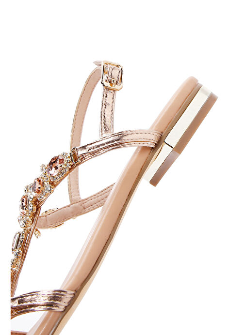 Kadın Bej Taşlı Sandalet 25SFD440514 - Görsel 8