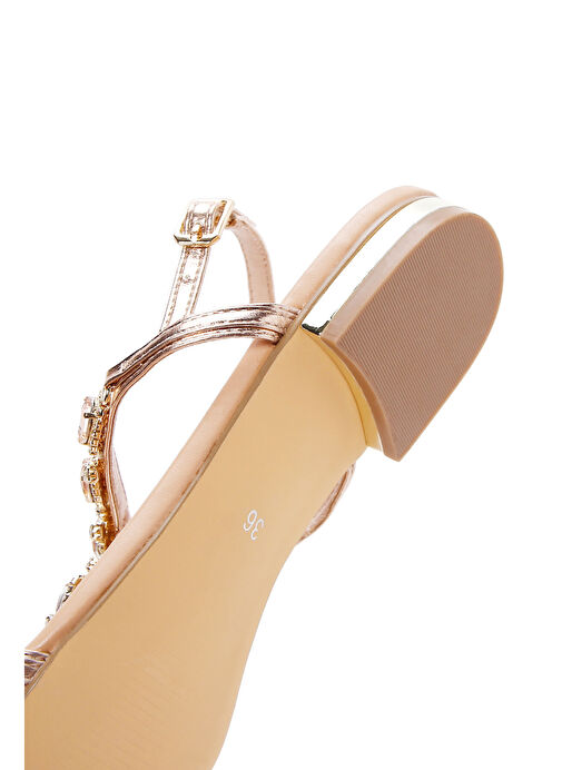 Kadın Bej Taşlı Sandalet 25SFD440514 - Görsel 9