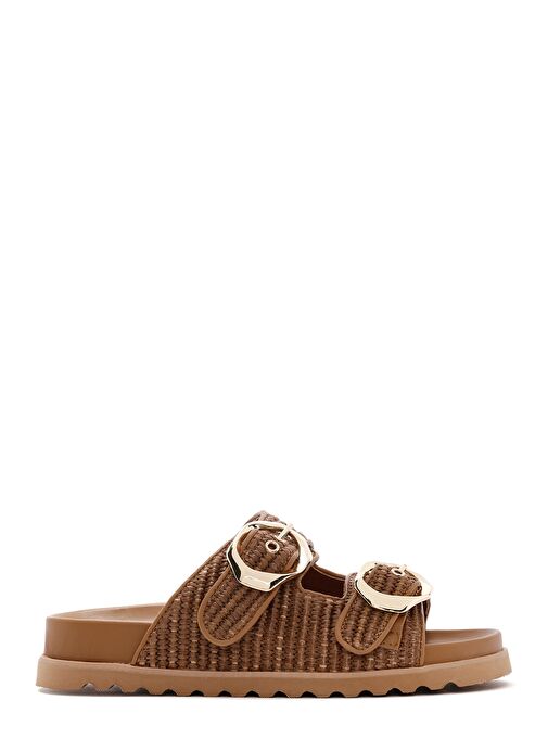 Kadın Taba Çift Tokalı Hasır Terlik 25SFD4402M7 - Görsel 2