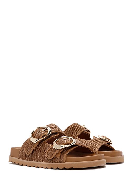 Kadın Taba Çift Tokalı Hasır Terlik 25SFD4402M7 - Görsel 4