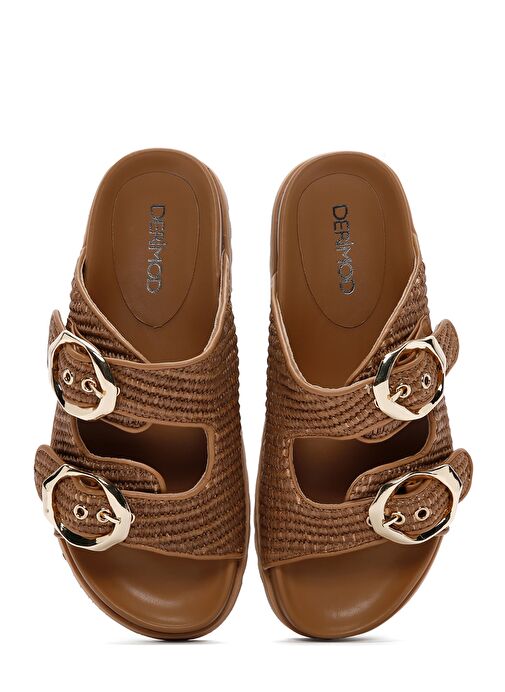 Kadın Taba Çift Tokalı Hasır Terlik 25SFD4402M7 - Görsel 8