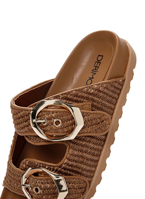 Kadın Taba Çift Tokalı Hasır Terlik 25SFD4402M7 - Görsel 9