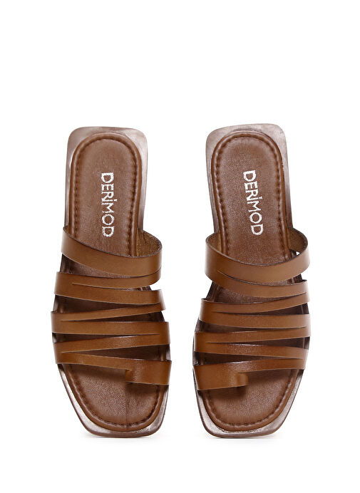 Kadın Taba Parmak Arası Deri Terlik 25SFD330018 - Görsel 7