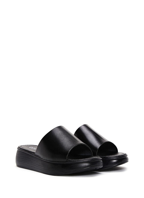 Derimod Derimod Kadın Siyah Kalın Tabanlı Deri Terlik 25SFD330318 Sandalet & Terlik | Boyner Siyah - 4. görsel