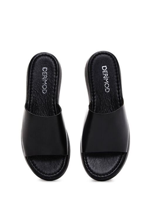 Derimod Derimod Kadın Siyah Kalın Tabanlı Deri Terlik 25SFD330318 Sandalet & Terlik | Boyner Siyah - 7. görsel