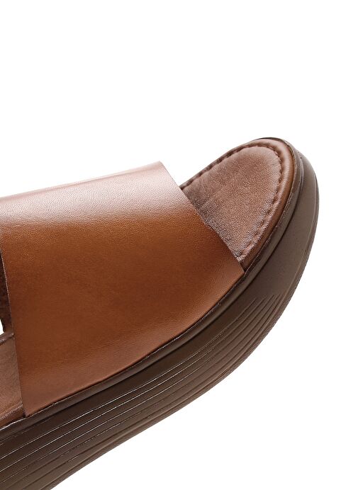 Kadın Taba Kalın Tabanlı Deri Terlik 25SFD330318 - Görsel 9