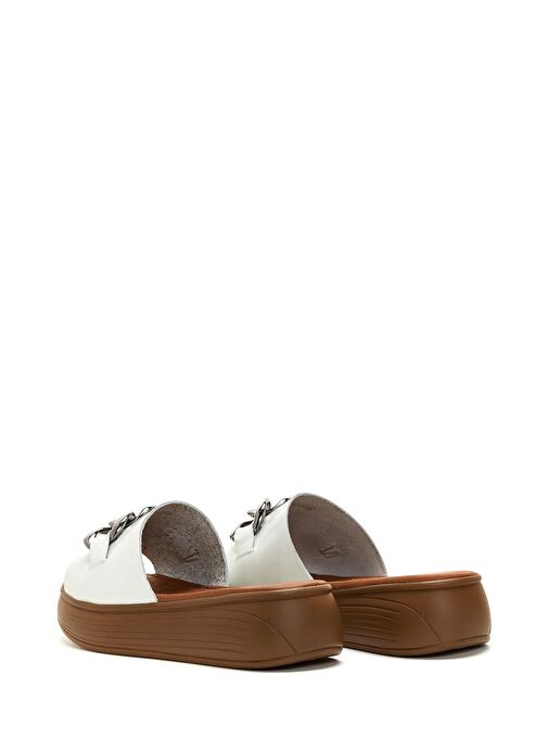 Derimod Derimod Kadın Beyaz Kalın Tabanlı Zincirli Deri Terlik 25SFD330518 Sandalet & Terlik | Boyner Beyaz - 6. görsel
