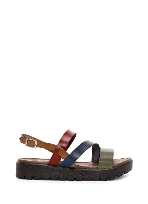 Derimod Derimod Kadın Çok Renkli Kalın Tabanlı Deri Bodrum Sandalet 25SFD330618 Sandalet & Terlik | Boyner Renkli - 2. görsel