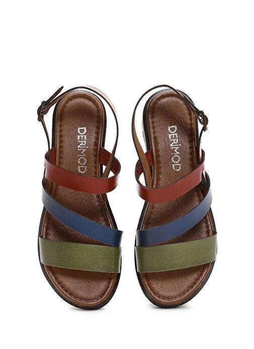 Derimod Derimod Kadın Çok Renkli Kalın Tabanlı Deri Bodrum Sandalet 25SFD330618 Sandalet & Terlik | Boyner Renkli - 7. görsel