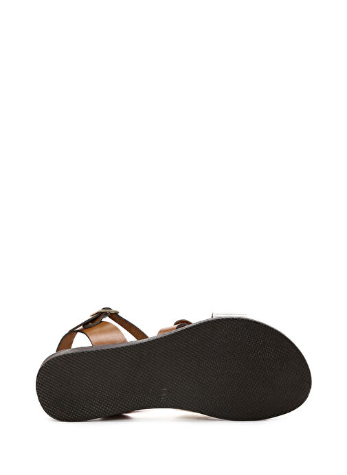 Kadın Taba Bilekten Bantlı Deri Bodrum Sandaleti 25SFD330714 - Görsel 5