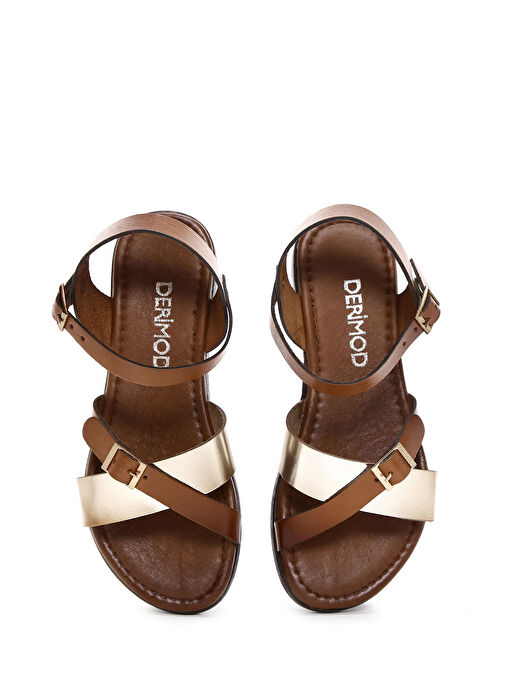 Kadın Taba Bilekten Bantlı Deri Bodrum Sandaleti 25SFD330714 - Görsel 7