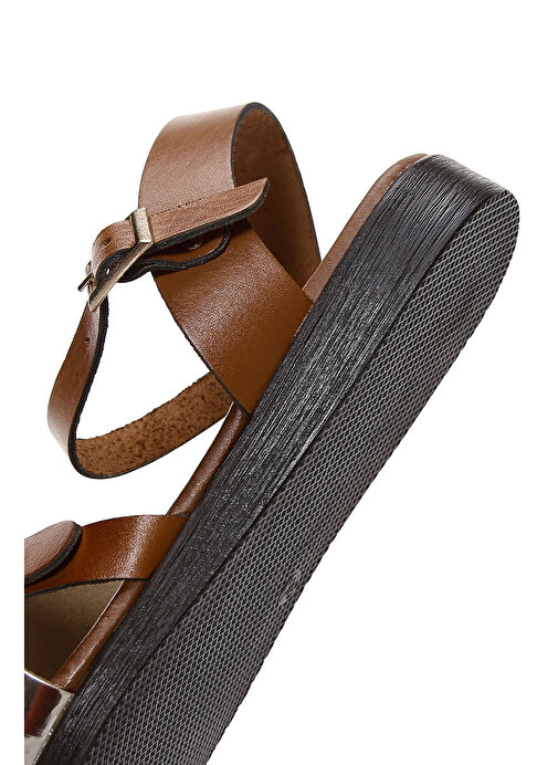 Kadın Taba Bilekten Bantlı Deri Bodrum Sandaleti 25SFD330714 - Görsel 8