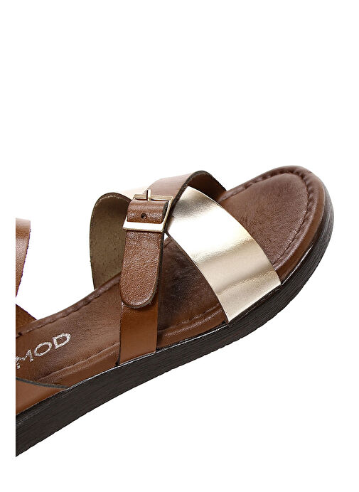 Kadın Taba Bilekten Bantlı Deri Bodrum Sandaleti 25SFD330714 - Görsel 9