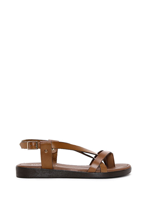 Kadın Taba Parmak Arası Deri Bodrum Sandalet 25SFD330818 - Görsel 2